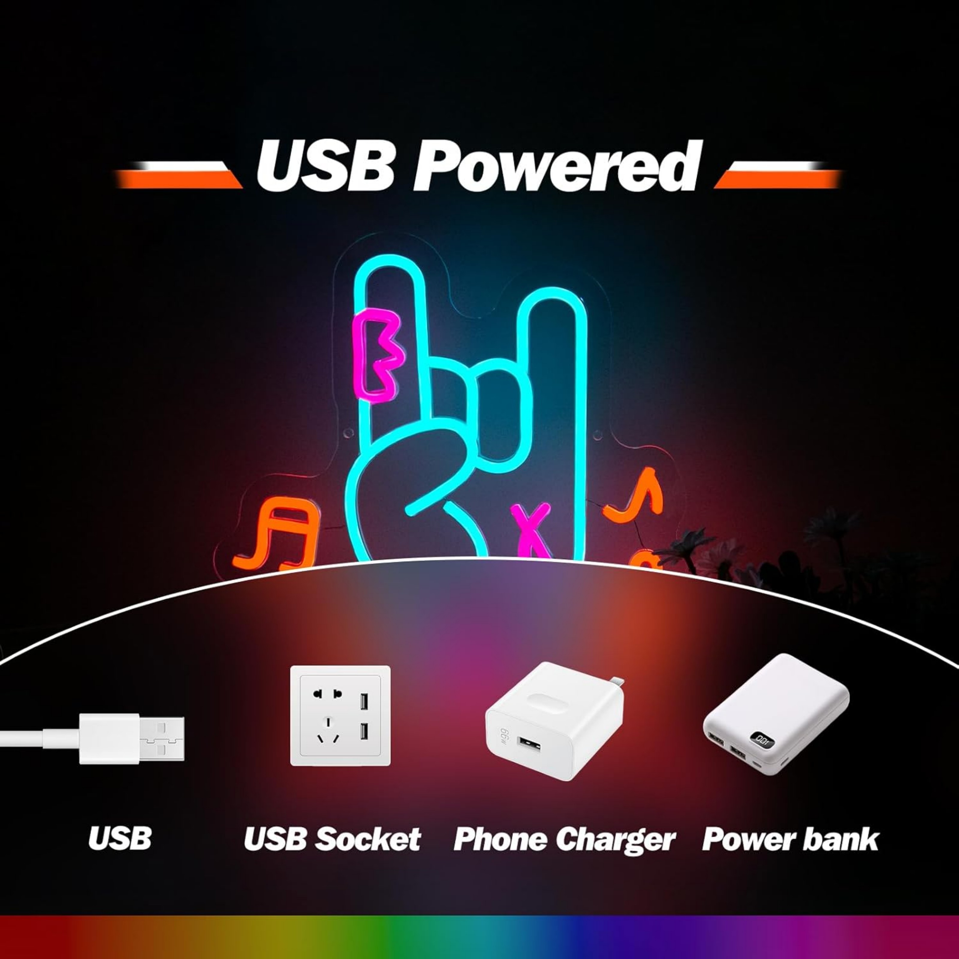 UPONRAY Rock Finger Neon Signs, 13"*13.8" Dimmable & USB-Powered LED Neon Light, Stylish Wall Decor for Bedroom, Game Room, Dance Hall, Internet Cafe, Arcade