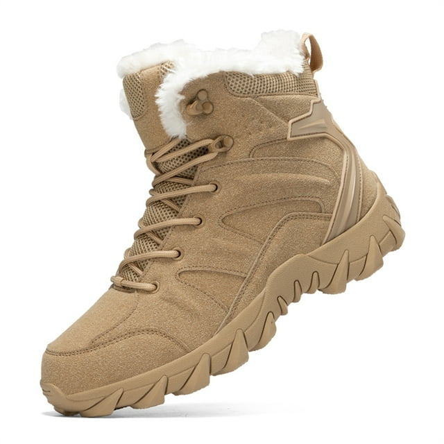 YOURDIARY Bottes de Randonnée d'Hiver Imperméables et Chaudes pour Hommes, Bottes de Combat, Doublure en Fausse Fourrure