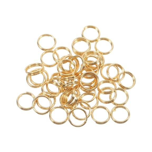 Hytrove 50Pcs Golden Double Loop Split Rings for DIY Crafts and Jewelry Making
