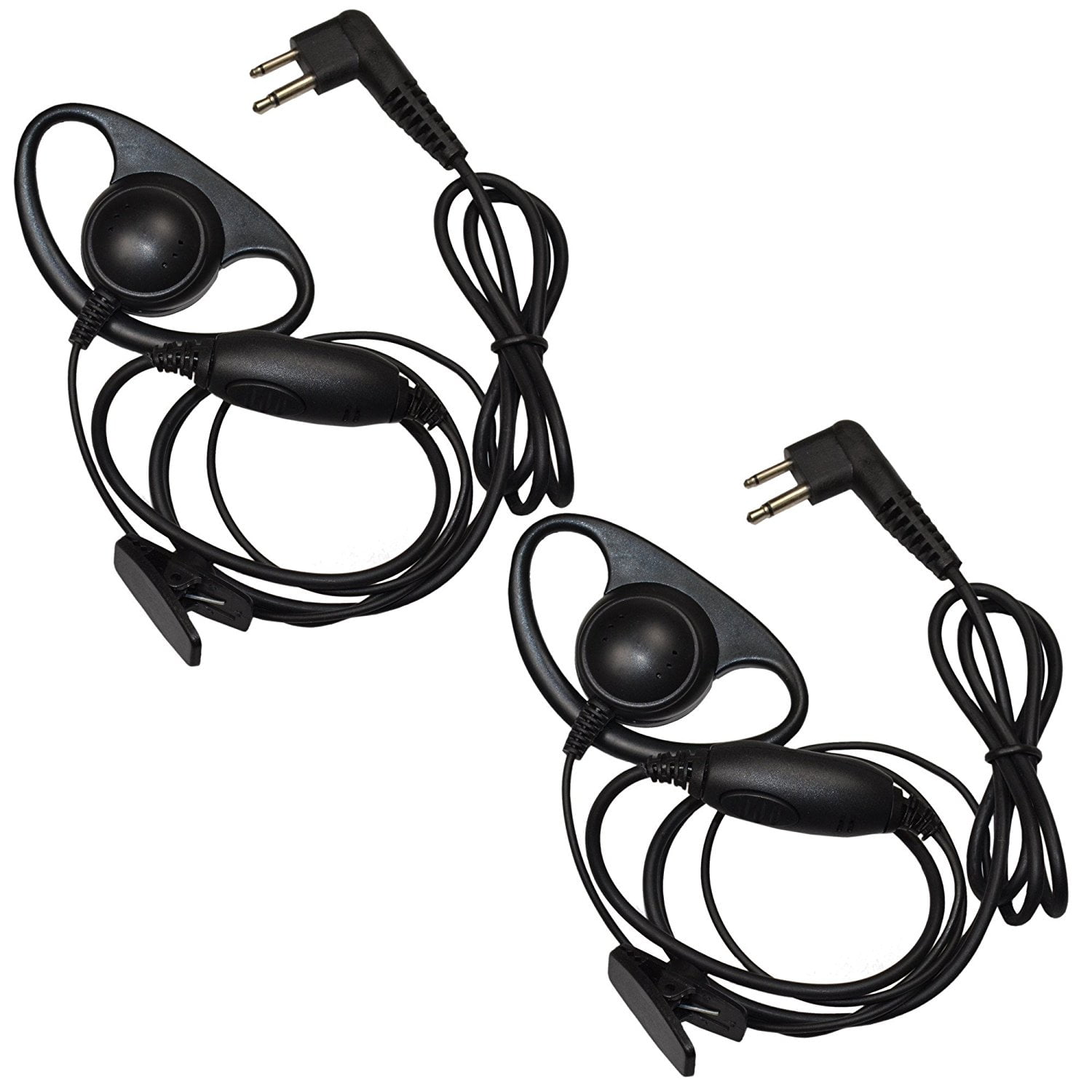 HQRP 2Pack D Shape Earpiece Headset PTT Mic for Motorola CP250, CP300