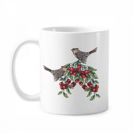 

Bird Fruit Eat Green Mug Pottery Cerac Coffee Porcelain Cup Tableware