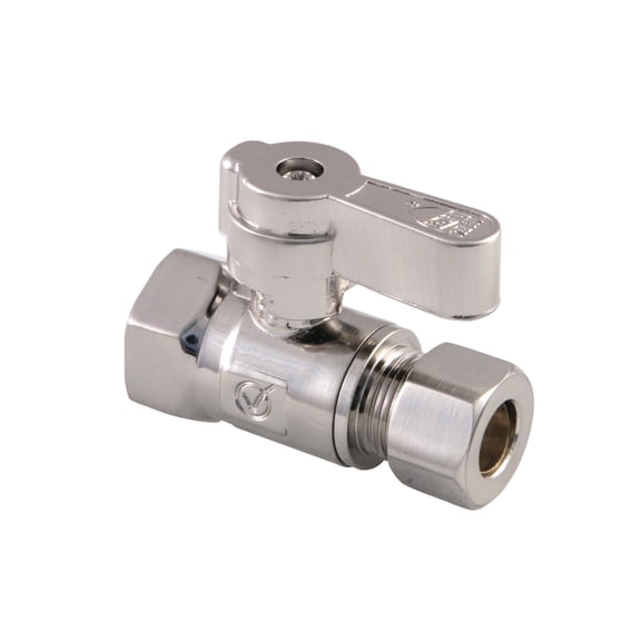Kingston Brass KF3315SN 3/8-Inch FIP x 3/8-Inch O.D. Comp Quarter-Turn Straight Shut-Off Valve in Brushed Nickel