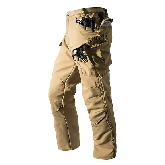 Cargo Pants for Men Fleece Lined Waterproof Snow Ski Pant Warm Outdoor Ripstop Hiking Trousers with Pockets