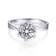 MomentWish 2 Carat Simulated Diamond Engagement Rings for Women,Solitaire Moissanite Promise Rings-Size7