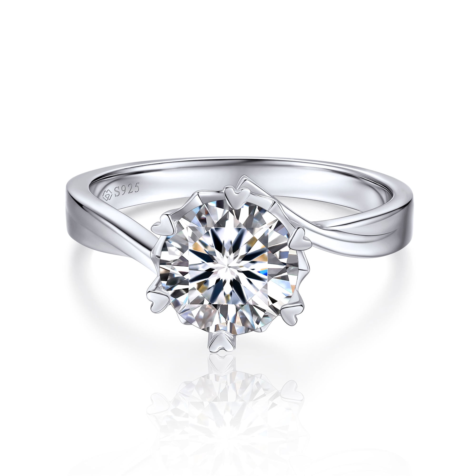 MomentWish 2 Carat Simulated Diamond Engagement Rings for Women,Solitaire Moissanite Promise Rings-Size7