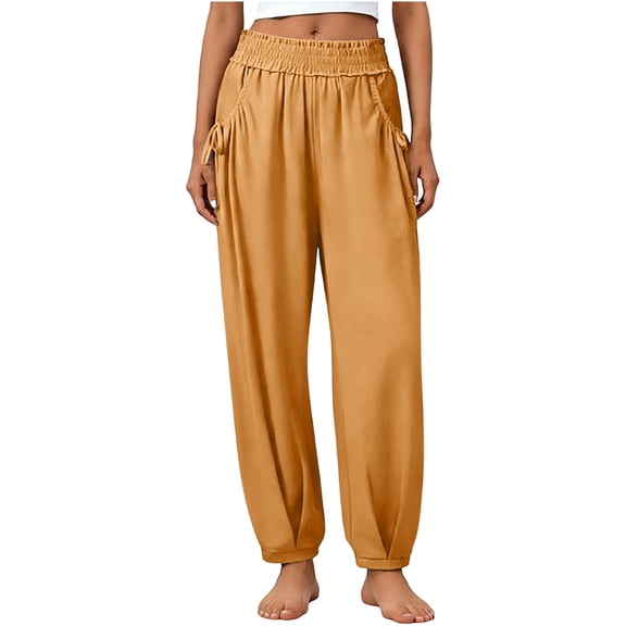 Karymi Shorts for Womens Half Pants High Stretchy Waist with Pockets Capris Workout Yoga Pants Women Loose Straight Leg Women's Clothing Fitness Clothing Womens Shorts