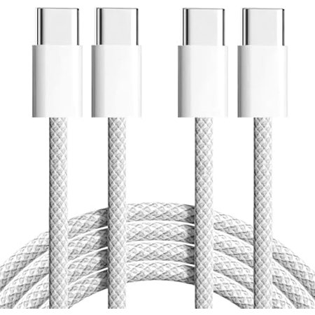 Braided USB C to USB C Cable 3ft - 60W Type C Fast Charger, USBC to USB-C Woven Power Cord for iPhone 17/16/15 Pro Max Plus/MacBook/iPad/AirPods/Samsung Galaxy/Android Devices and More [Pack of 2]