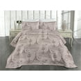 thumbnail image 2 of Ambesonne France Quilted Coverlet 2 Pcs, Eiffel Towers Streetlights, Twin Size, Pale Rose Dark Mauve, 2 of 4
