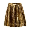 thumbnail image 5 of Women Sequin Skirt Sparkly Cute High Waist Ruffle Flowy Shiny Glitter Mini Short Skirts Night Out Club Party S Gold, 5 of 6