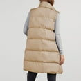 thumbnail image 6 of Baqcunre Women's Clothing, Women's Long Puffer Vest Winter Quilted Hooded Sleeveless Zip Up Long Jacket Vest Gilet Valentines Day Gifts, 1Pc Jacket Beige M, 6 of 8