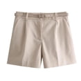 thumbnail image 2 of Womens Fashion Dressy Shorts Belted High Waisted Shorts Loose Casual Work with Pockets Khaki M, 2 of 9