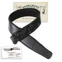 Walker & Williams G-907 Black Leather Guitar Strap with Padded Glove Leather Back