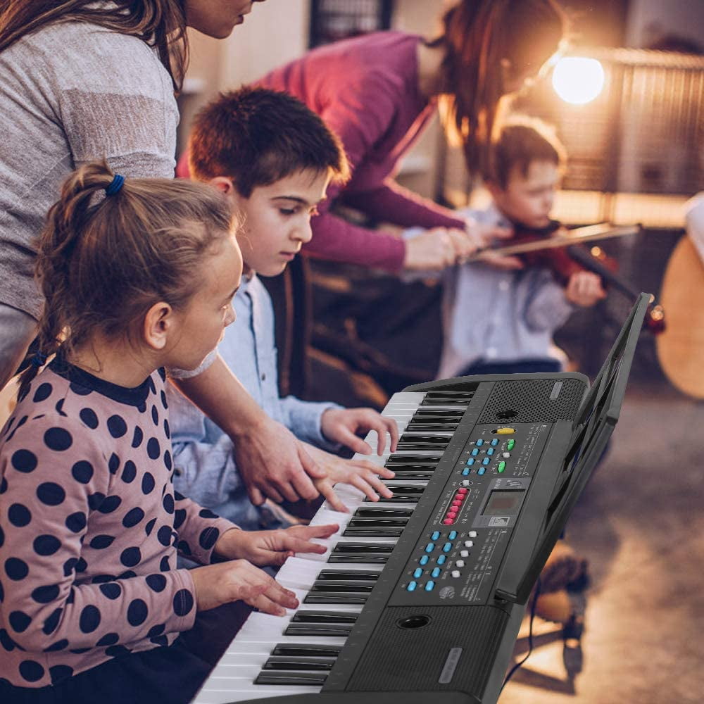 Music 61-Key Keyboard Piano Kids Portable for Beginners with Microphone Sheet Stand