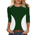 thumbnail image 2 of Ounisa Womens 3/4 Sleeve T Shirts Crew Neck All Over Print Casual Soft Comfy Loose Fit Spring Summer Daily Wear Basic Tops S-2XL, 2 of 6