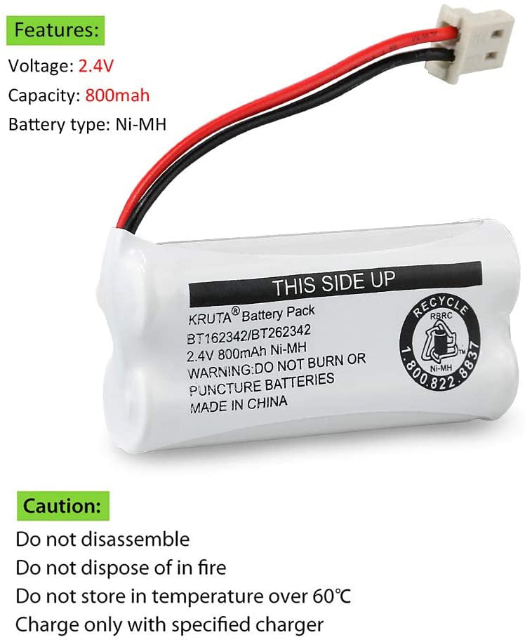 BT183342/BT283342 2.4V 800mAh Ni-MH Battery Pack Compatible with AT&T VTech ... 
