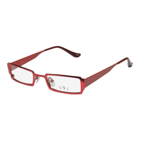 New Ogi 2192 Unisex/Boys/Girls/Kids Rectangular Full-Rim Red / Crackle Unique Design Authentic Hip For Teens Kids Frame Demo Lenses 45-19-140 Eyeglasses/Eyeglass Frame
