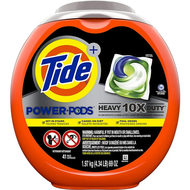 Tide Power PODS Laundry Detergent Liquid Pacs, 10X Heavy Duty for Impossible Stains, 41 Count