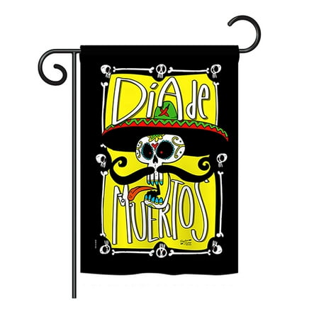 Angeleno Heritage G135070-BO Dia de Muertos Skull Fall Halloween Impressions Decorative Vertical 13" x 18.5" Double Sided Garden Flag