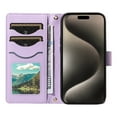thumbnail image 3 of Crossbody Wallet Case for iPhone 14 Pro, Credit Card Slots Elegant PU Leather Magnetic Closure Shoulder Strap Purse Phone Case Flip Kickstand Full Body Protection Cover for Women Girls, Purple, 3 of 13