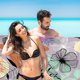 thumbnail image 4 of 1 pieza de toalla de playa de felpa doble de fibra ultrafina con varios estampados, toalla de playa, chal de natación y protector solar, 4 of 5