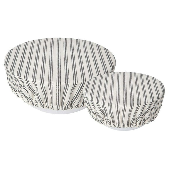Now Designs Reusable Bowl Cover to Reduce Waste, Ticking Stripe -DIA7.5" & DIA9.25", Set of 2