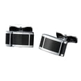 thumbnail image 1 of 2 piezas de gemelos de rayas cuadradas frágil, resistente, clásico, francés, duradero, gemelos para , graduación, boda, profesion, hombre, Esmalte negro, 1 of 5