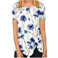 thumbnail image 2 of ICHUANYI Clearance Womens Tops Irregular Hem Summer Printing Tees Tops Spring Crewneck Short Sleeve Casual Blouses(White, S) ICHUANYI WER2023081008230, 2 of 5