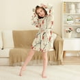 thumbnail image 3 of FORMRS Niños Bathrobe Unisex Hooded Robe Soft Plush Pajamas Sleepwear, Size 2-3T, Red Floral Pattern, 3 of 7