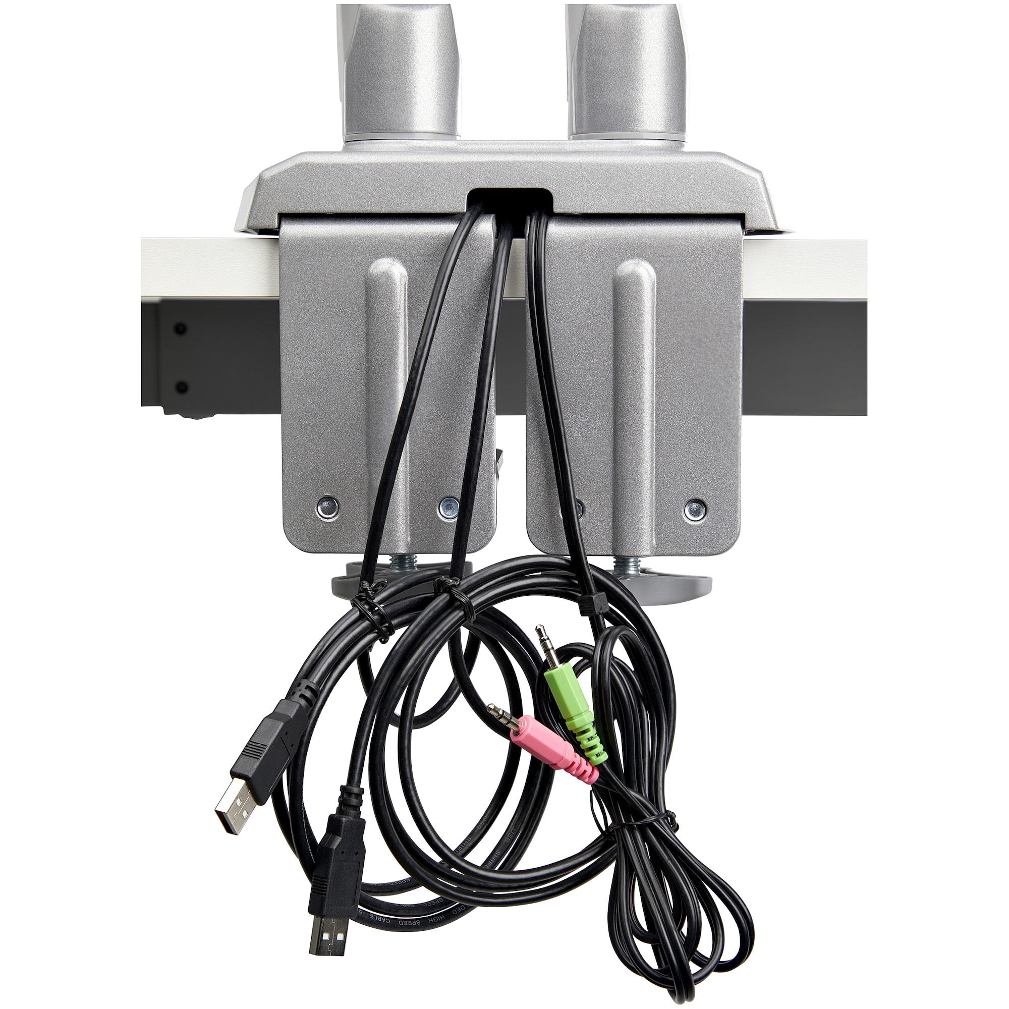 StarTech.com ARMSLIMDUOS Desk Mount Dual Monitor Arm with USB & Audio - Silver