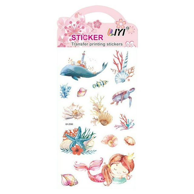 Aodebiao Ocean Stickers for Face Masks - Embossed Marine Designs - Safe Eco-Friendly Adhesive - Reusable for Cups, Bags, Phones - Vibrant Lifelike Patterns - 7 Unique Styles