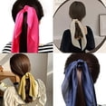 thumbnail image 3 of Pack of 2 Knotted Bow Hair Scrunchies Elastic Hair Scarf Black Hair Ties Bands Satin Hair Ribbon Scrunchy Red Ponytail Holder for Women and Girls (Beige), 3 of 16