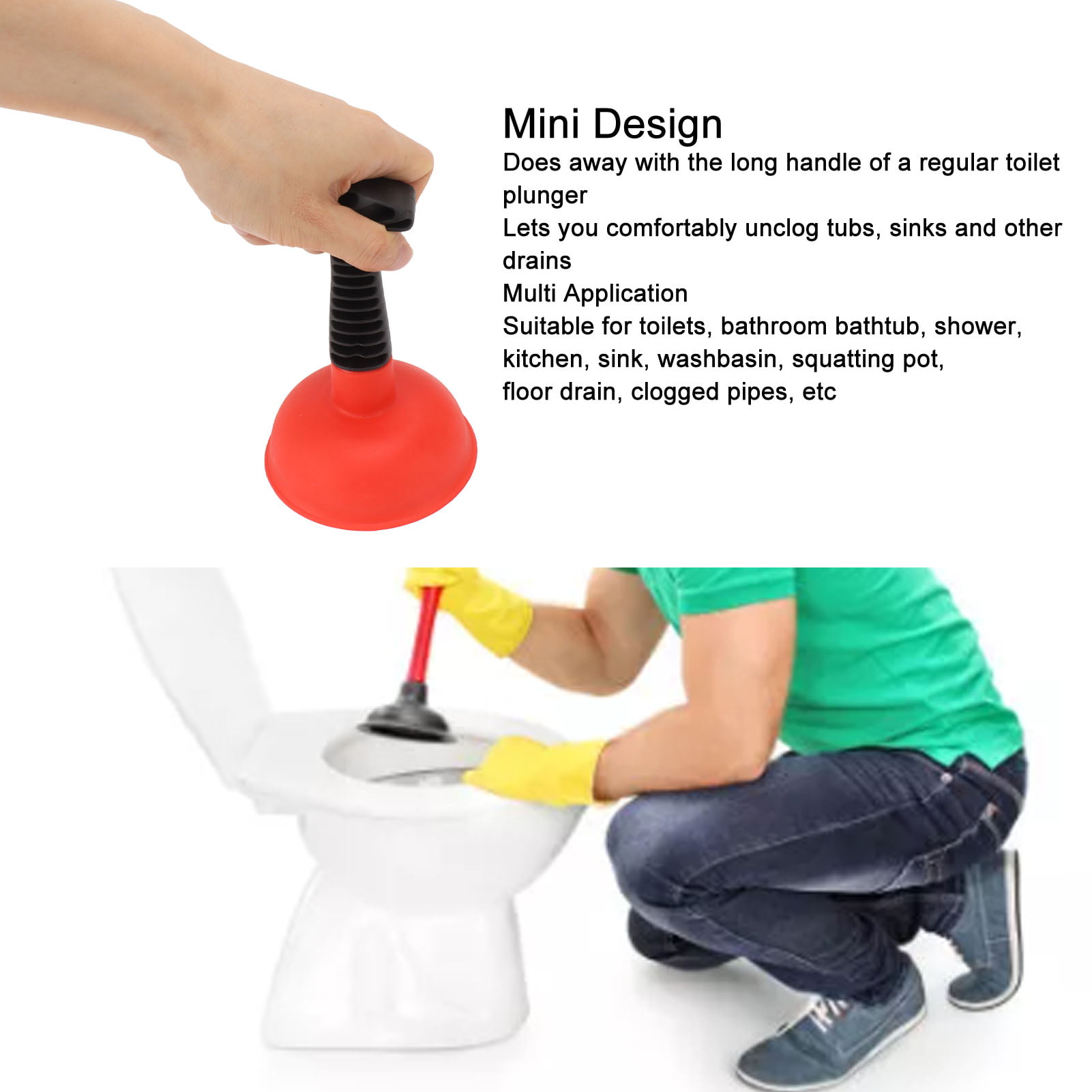 Mini Plunger Pump Liquid Plumr Clog Remover Cleaner Unclogger Tool for  Toilet Kitchen Sink Drain Bathroom Shower Tub - China Plunger and Toilet  Plunger price