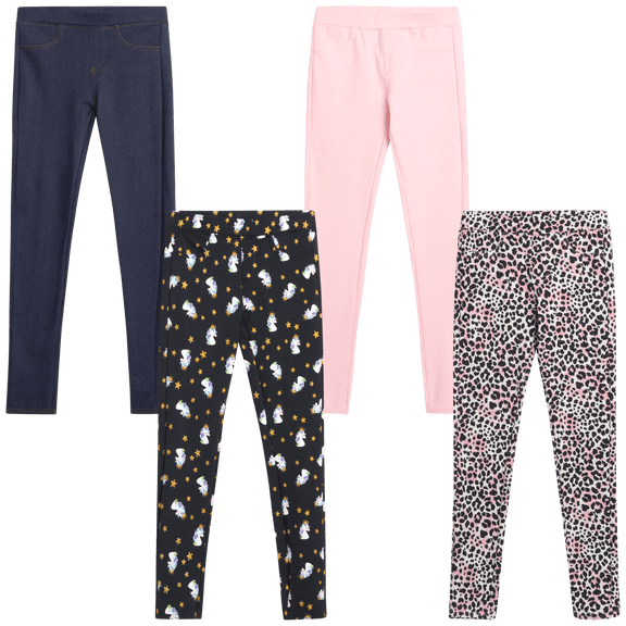 VIGOSS 4 Pack Leggings for Girls | Soft Stretch Cotton and Stylish, Solid Colors and Patterns