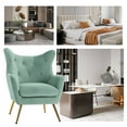 thumbnail image 5 of Velvet Accent Chairs Set of 2 Wingback Lounge Armchairs Sofa Upholstered Tufted Golden Leg Home Bedroom Sage, 5 of 7