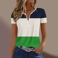 thumbnail image 6 of CYMMPU Women's Short Sleeve Shirts Zipper Color Block V Neck Tunic Tops Casual Blouse Summer Fashion T-Shirts Army Green M, 6 of 6