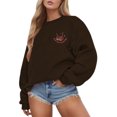thumbnail image 2 of Gibobby Sudadera oversize mujer Sudadera de manga larga con cuello redondo para mujer(Marrón,M), 2 of 5