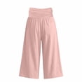 thumbnail image 5 of CAIVO Women Casual Fold Over Waistband Yoga Pants Flowy Gaucho Pants With Pleated Detail Wide Leg Cropped Calf Length Comfort Solid Color Breathable Trousers, 5 of 5