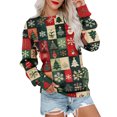 thumbnail image 6 of Women's Casual Long Sleeve Round Neck Sweatshirt Fit Pleated Top with Christmas Print for Fashionable Holiday Outfits and Comfortable Wear,Dark Green,M, 6 of 6