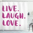 thumbnail image 1 of Ambesonne Live Laugh Love Shower Curtain, Happy Life Message, 69"Wx84"L, Fuchsia White, 1 of 3