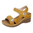 thumbnail image 6 of Rokment Orthopedic Wedges Walking Sandals for Women 2026 Summer Comfortable Leather Open Toe Platform Chunky High Heels Work Dress Sandals Adjustable D Size 6.5, 6 of 7