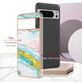 thumbnail image 6 of SaniMore for Google Pixel 8 Pro 6.7" 2023 Case with Wireless Charging Shockproof TPU Backplane Glitter Marble Pattern Fashion Design Anti-drop Anti-fingerprint Skin-feel Cover, Green/Pink, 6 of 12