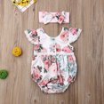thumbnail image 4 of Coduop Infant Baby Girl Floral Ruffle Bowknot Romper Bodysuit Jumpsuit Summer, 4 of 6