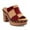 Red Camel, variant on Women Clog Mules Open Toe Multicolor Patchwork Platform Block Heels Rivets Studs Slip-ons Retro Shoes Size 7 Green White