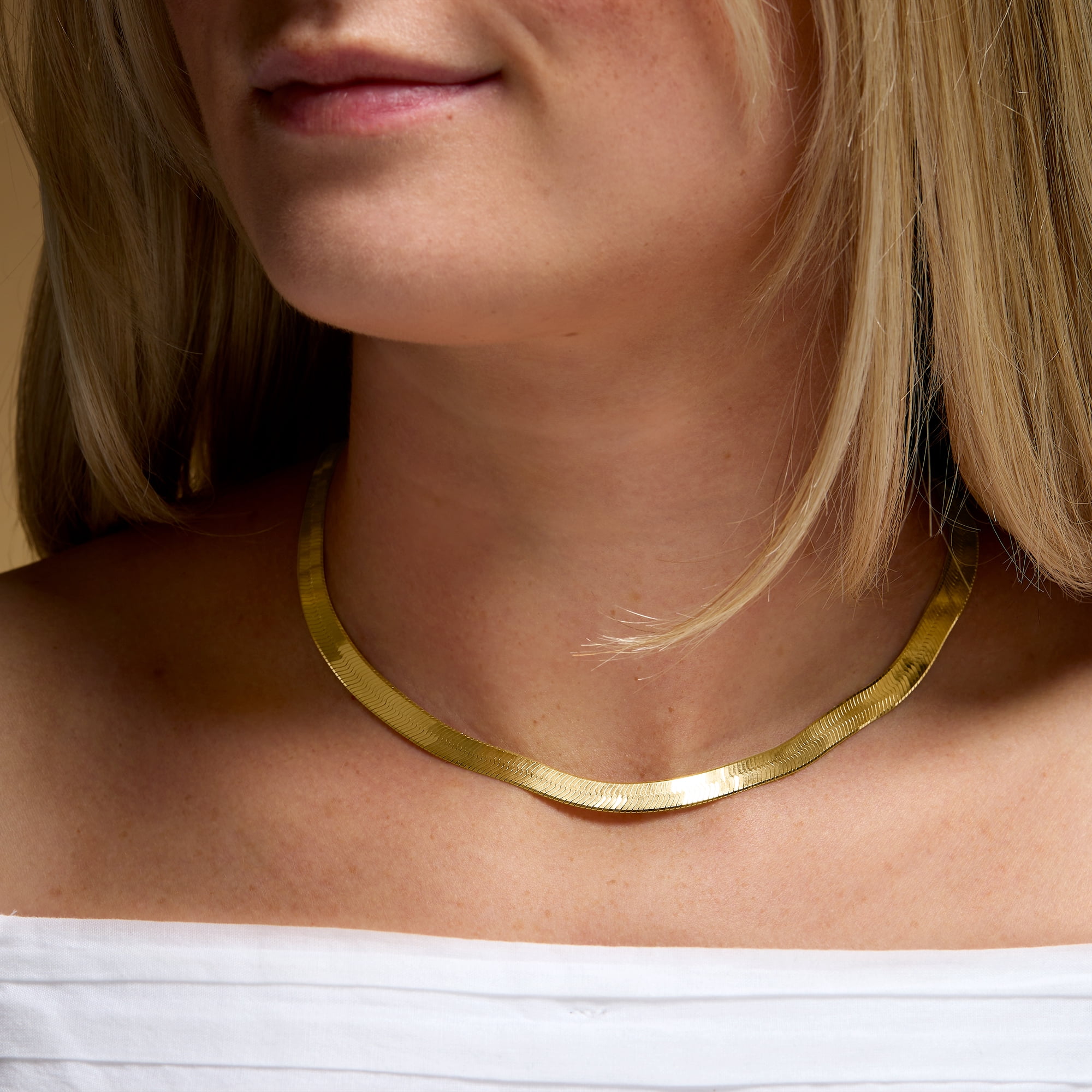 Ross-Simons Italian 6mm 18kt Gold Over Sterling Silver Herringbone Chain Necklace, Women's, Adult