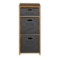 thumbnail image 3 of Regency Flip Flop 34 in Square Folding Bookcase with Folding Fabric Bins- Medium Oak/Grey, 3 of 8