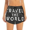 thumbnail image 4 of Lsque Travel The World1 Printed Women's Running Shorts with Liner Pockets,Elastic Quick Dry Workout Athletic Gym Yoga Shorts,Womens High Waist Shorts-Small, 4 of 9