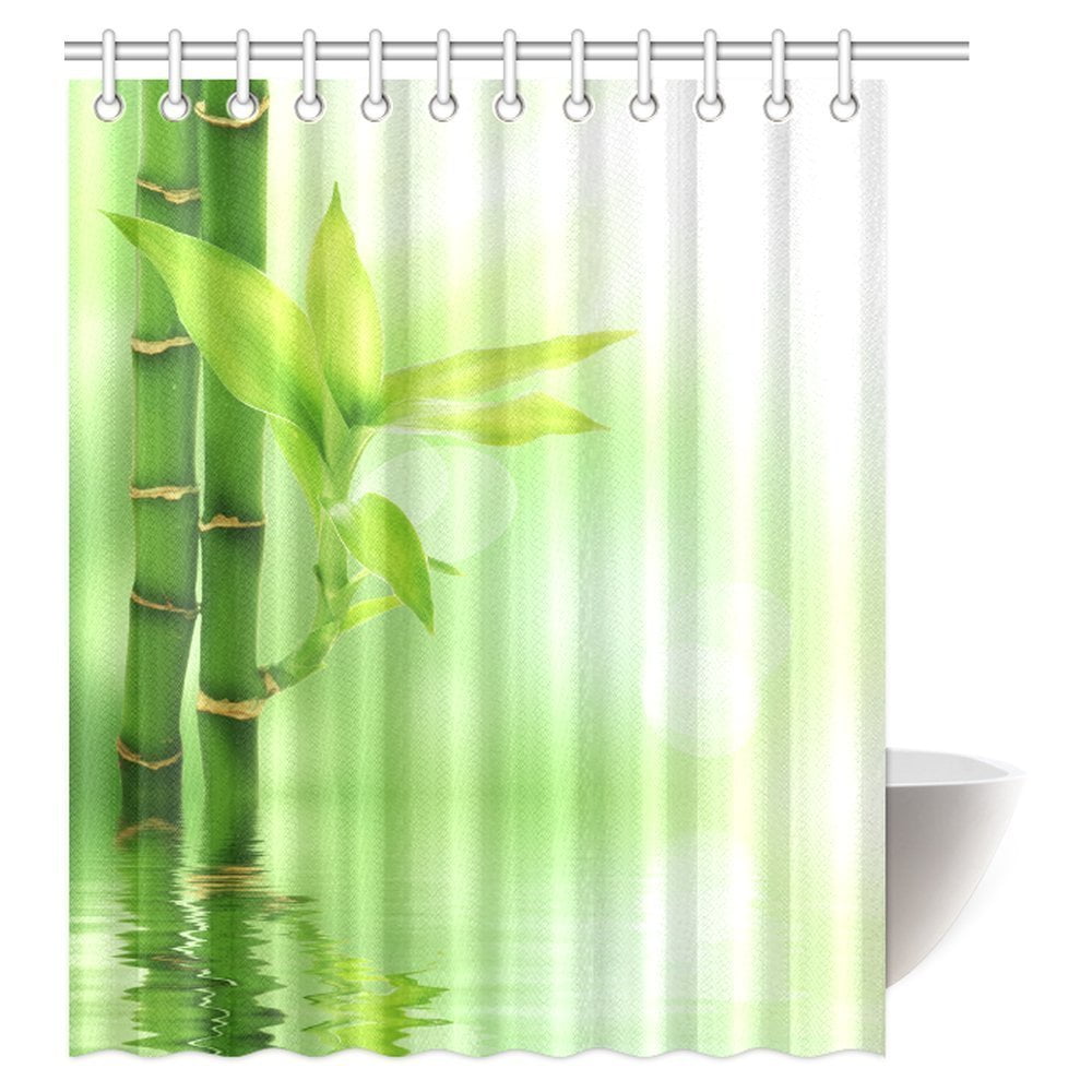 WOPOP Bamboo House Decor Shower Curtain, Mildew Resistant Bathroom Zen