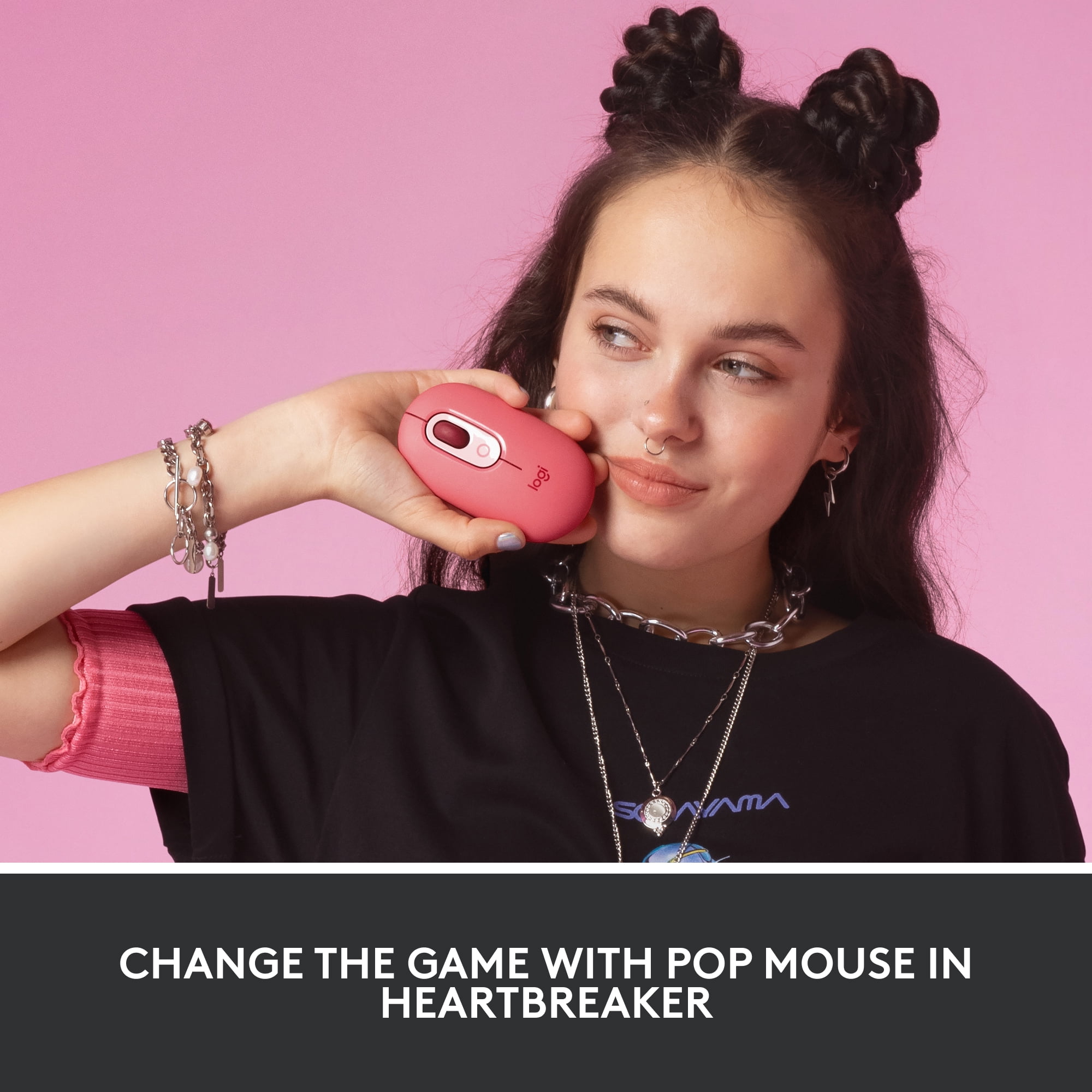 Logitech POP Mouse, Wireless Mouse with Customizable Emojis, SilentTouch Technology, Bluetooth, Heartbreaker
