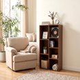 thumbnail image 4 of Mifurn 7-Cube Storage Organizer, Cube Bookcase with Closed Back Panel, Open Shelf Bookshelf for Bedroom Living Room Office, Walnut, 4 of 8