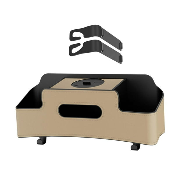 Organizador del respaldo del asiento, soporte para pañuelos, soporte para teléfono, accesorios interiores universales para vehículos con ganchos, Beige